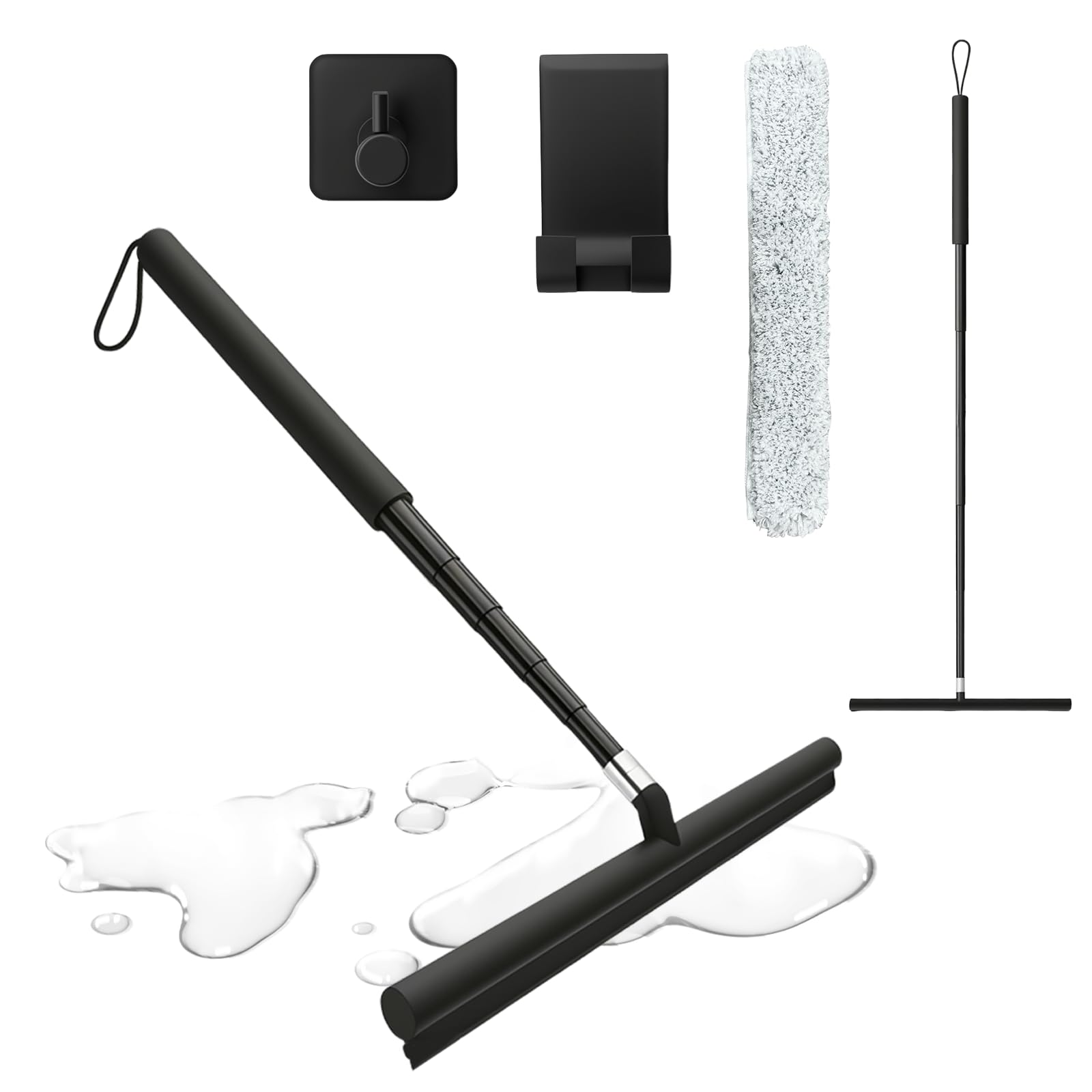 Raclette à vitre en acier inoxydable et brosse microfibres manche 120cm