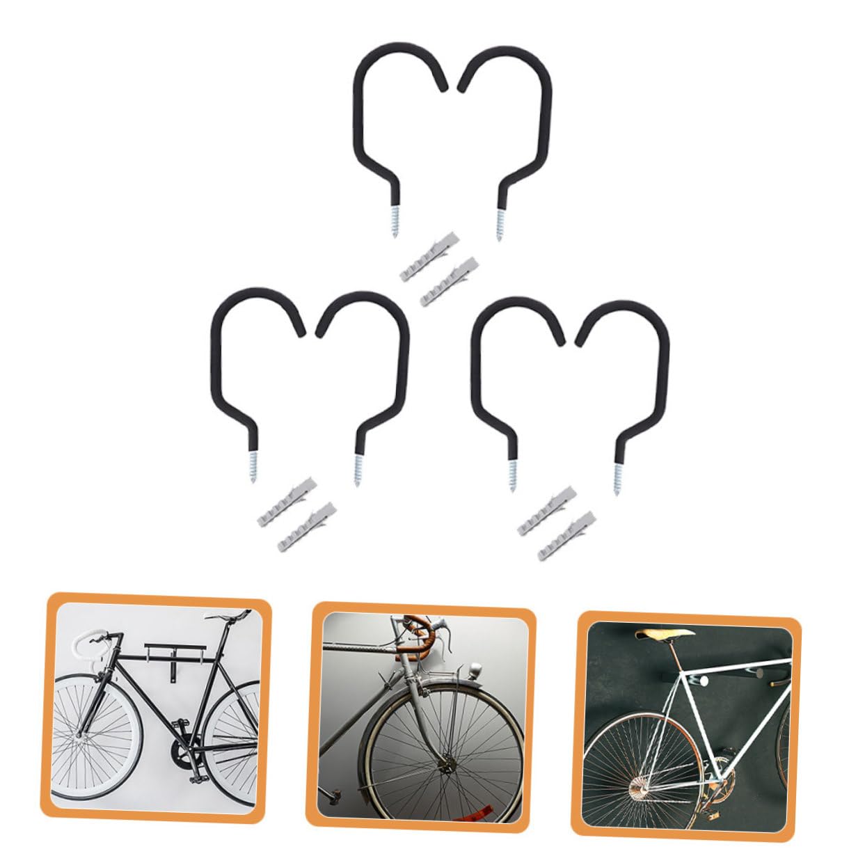 POPETPOP 10 Stück-pack Fahrradhaken aus Metall Wandhalterung für Garage und Zuhause Stabile Fahrradaufhängung Platzsparend