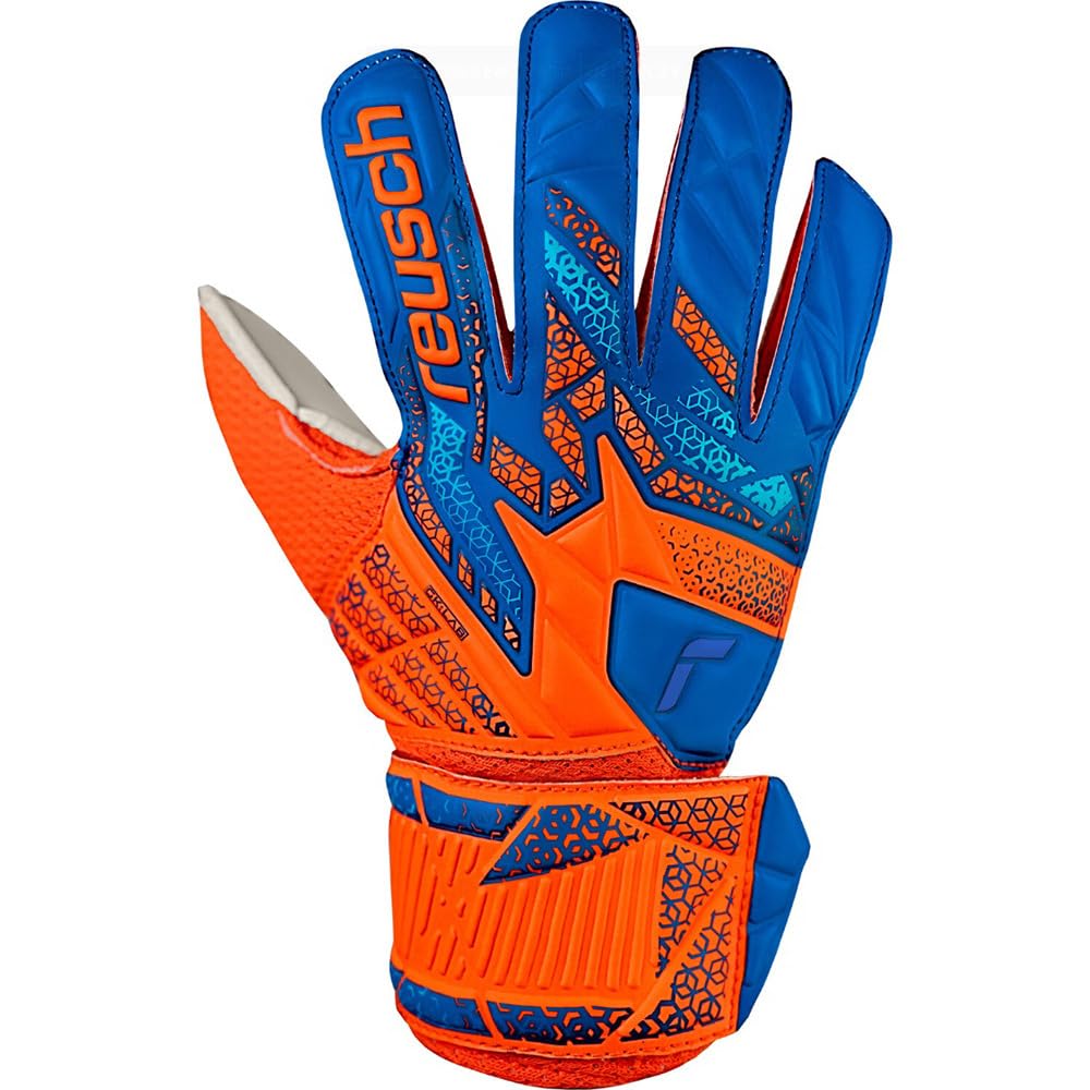 Reuch Keeper Gloves Attract Freegel Silver Junior Soccer Keeper Gloves [2290] Hot Orange/Blue 6 5562515-2290_6 5562515