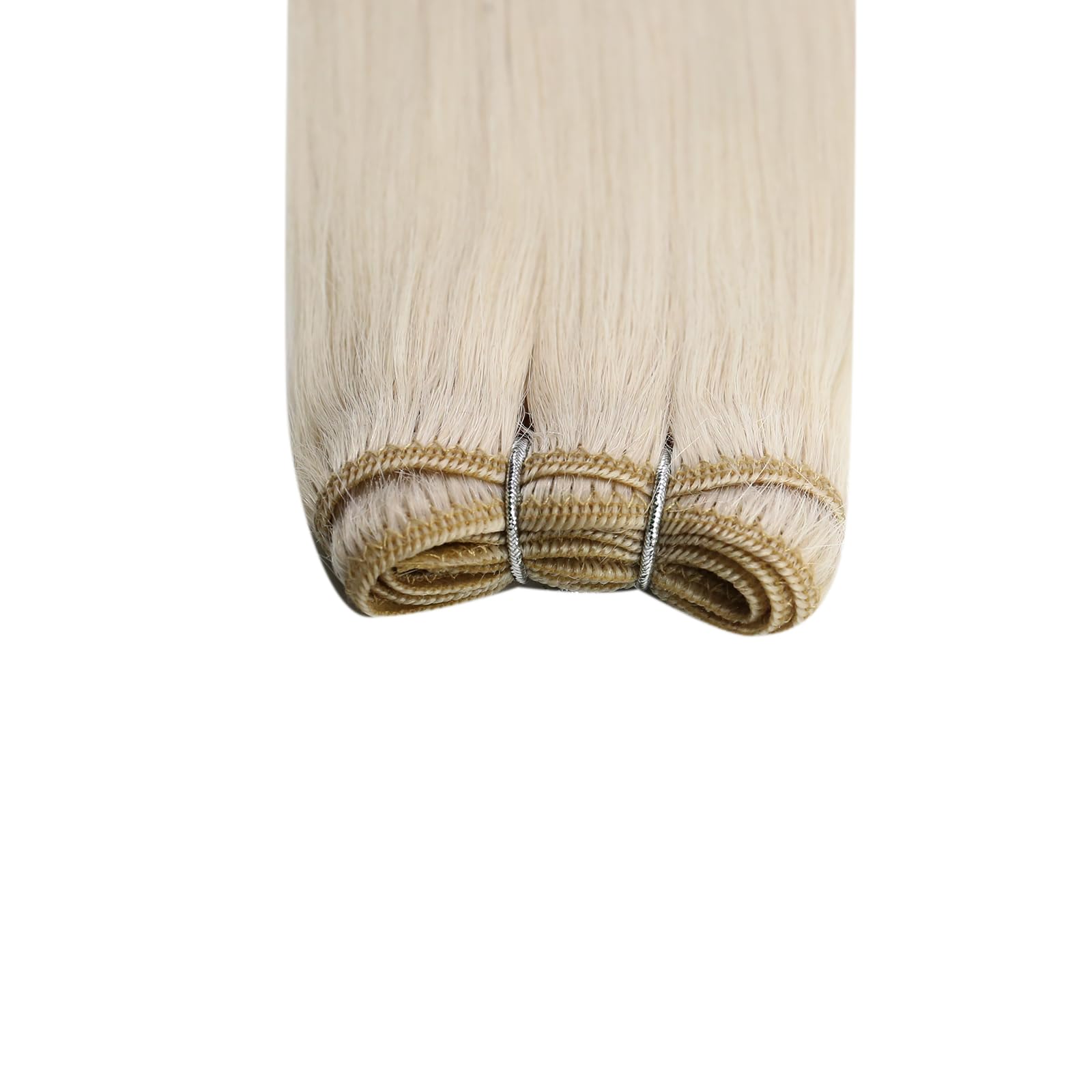 Ugeat Tressen Echthaar Extensions Blond 60 cm Weft Extensions Echthaar Blond Remy Haartressen Echt Haar Platinblond für Volumen und Fülle 100G 60A