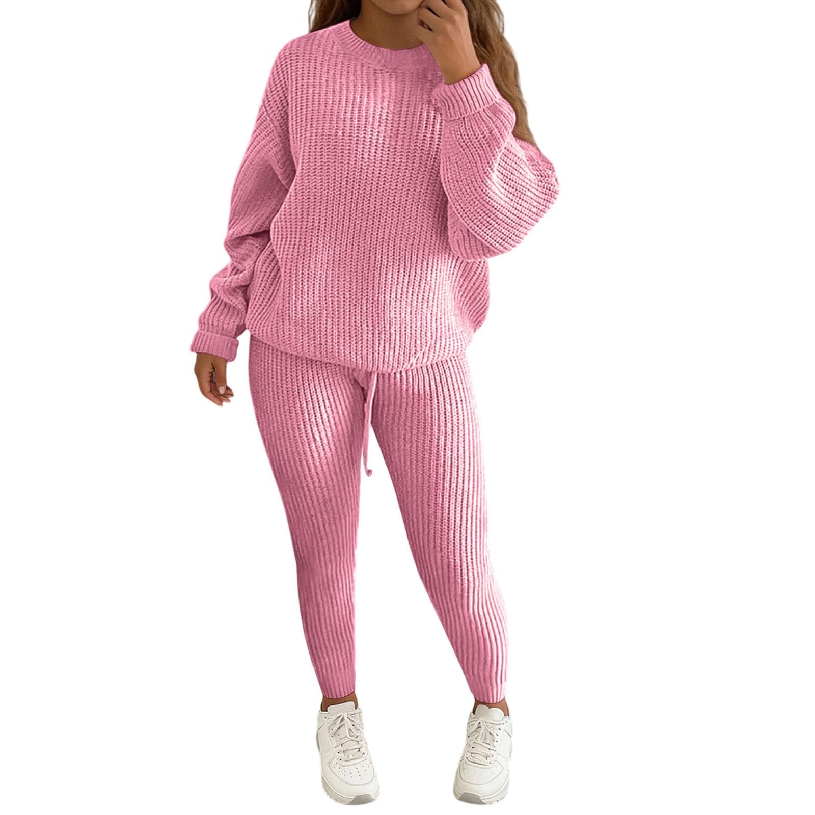 Pantalones de Punto Casuales, Pantalones Deportivos Suaves y elásticos, y Top, Ropa cómoda para Relajarse a Diario.