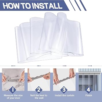 PVC Transparent Door Curtain, Greenhouse Insulated Curtains 1.6mm Waterproof Door Curtain, with Installation Tools Garage Door Curtain(1.35x3m)