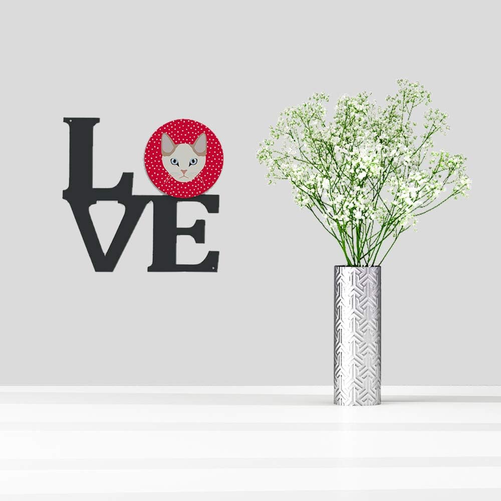 Caroline's Treasures CK5125WALV Korean Bobtail Cat Love Metal Wall Artwork Love, Red Indoor Outdoor Art Decor Patio, Bathroom, Kitchen Colorful Aluminum and Black Steel Sculpture
