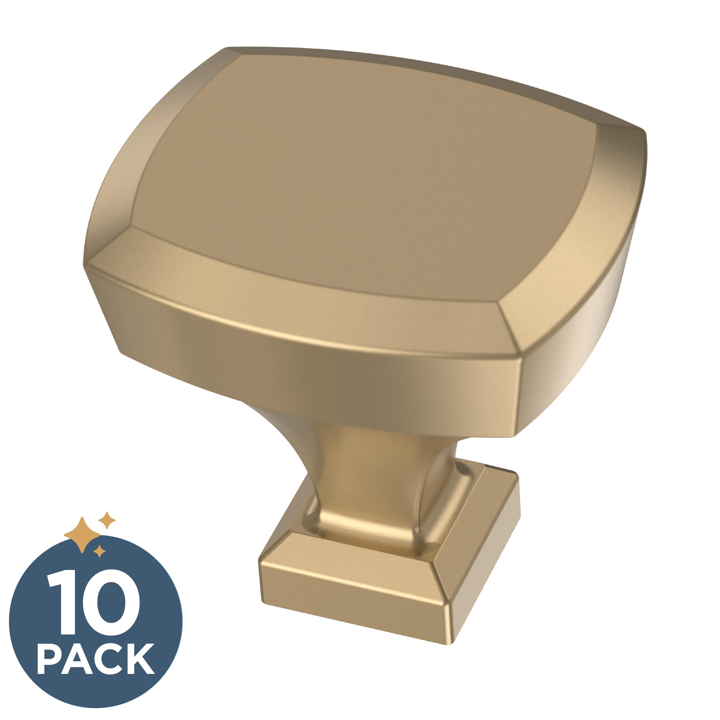 Franklin Brass P38483C-CZ-B - Juego de 10 pomos biselados para gabinete, manijas de bronce champán para cajones de tocador, cocina, puerta, baño, 1-1/4 pulgadas