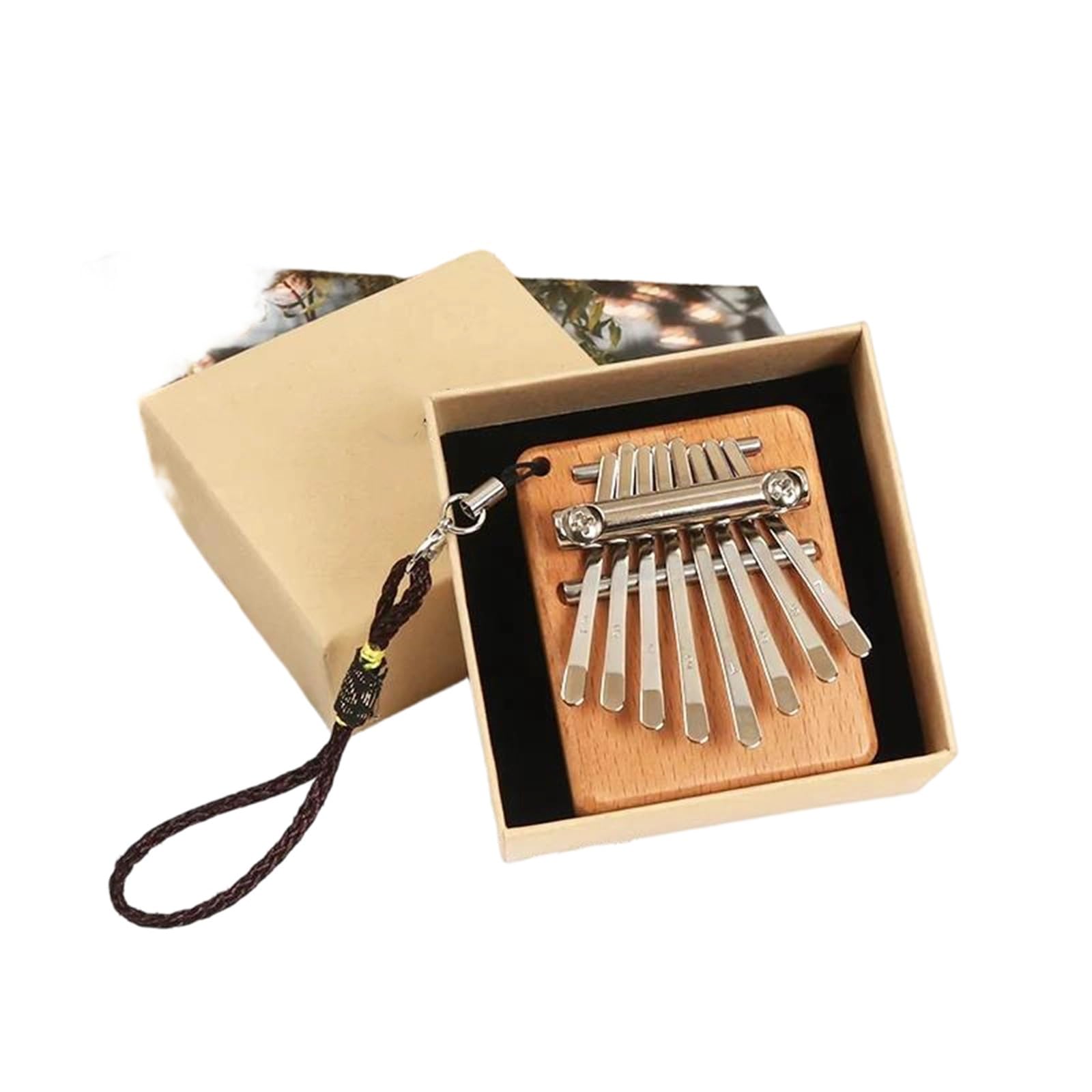 Piano De Pulgar Kalimba De 8 Teclas Accesorios De Madera De Haya Colgante