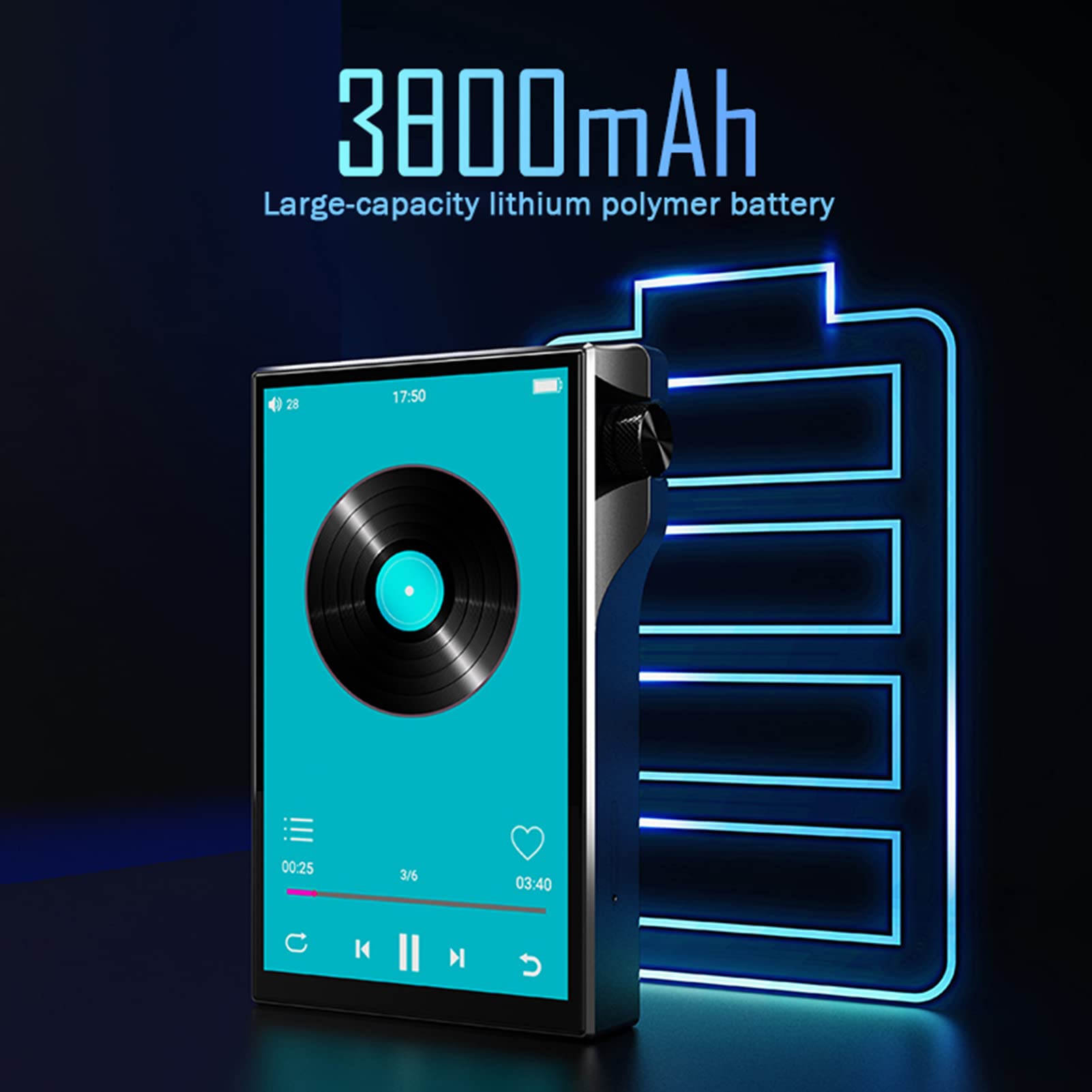 Reproductor de MP3 con Bluetooth, Q8 Reproductor de MP3 MP4 con Pantalla Táctil Completa de 4,0 Pulgadas para Android 9.0, 16G 3800mAh HiFi Reproductor de Música sin Pérdidas con (Negro)