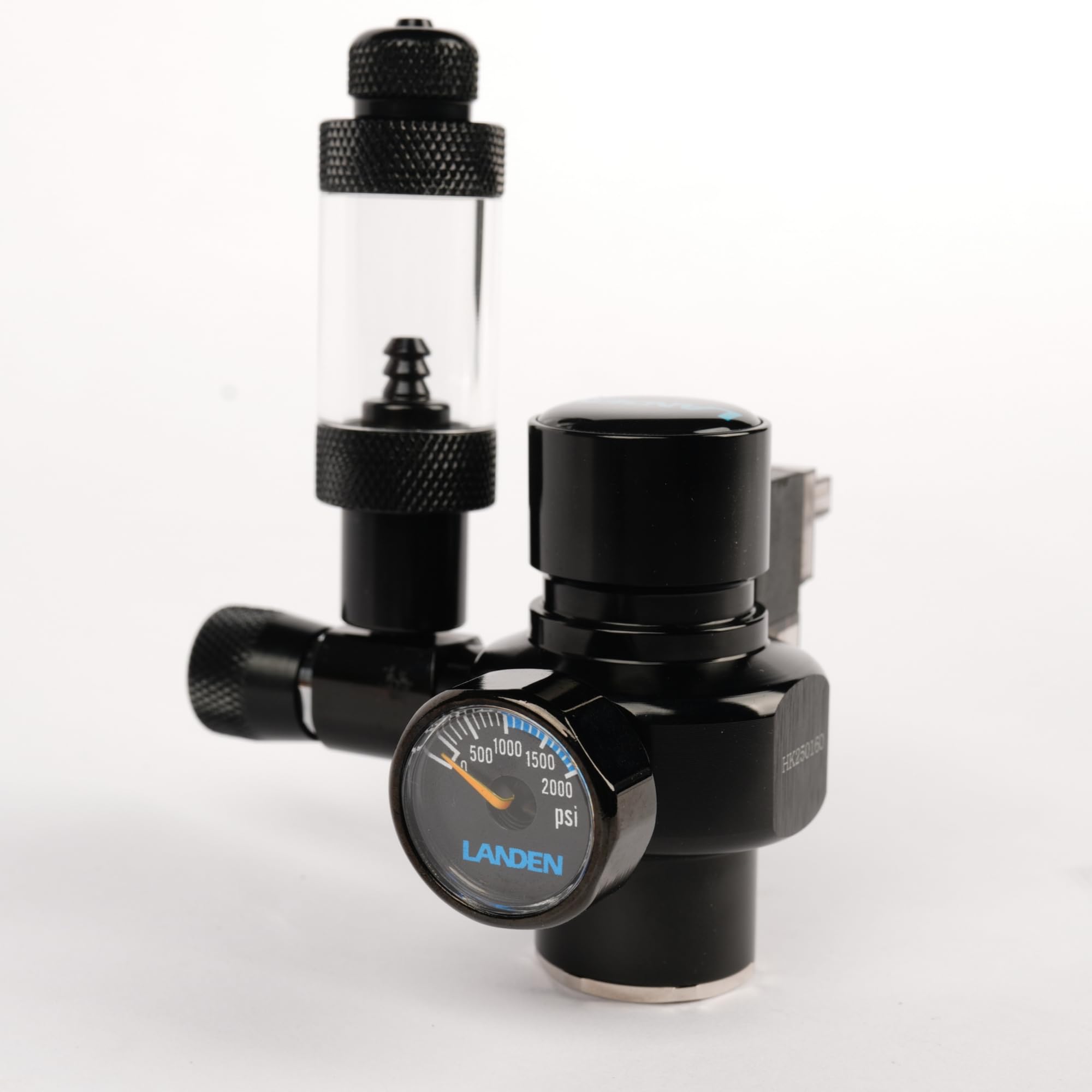 LANDEN AverVita CO2 Regulator Mini Compact, Efficient Single-Stage Control with Integrated DC 12V Solenoid and Bubble Counter Compatibility Fits Paintball, CGA-320, etc, Cylinder, CO2 Indic. Sol. Kit