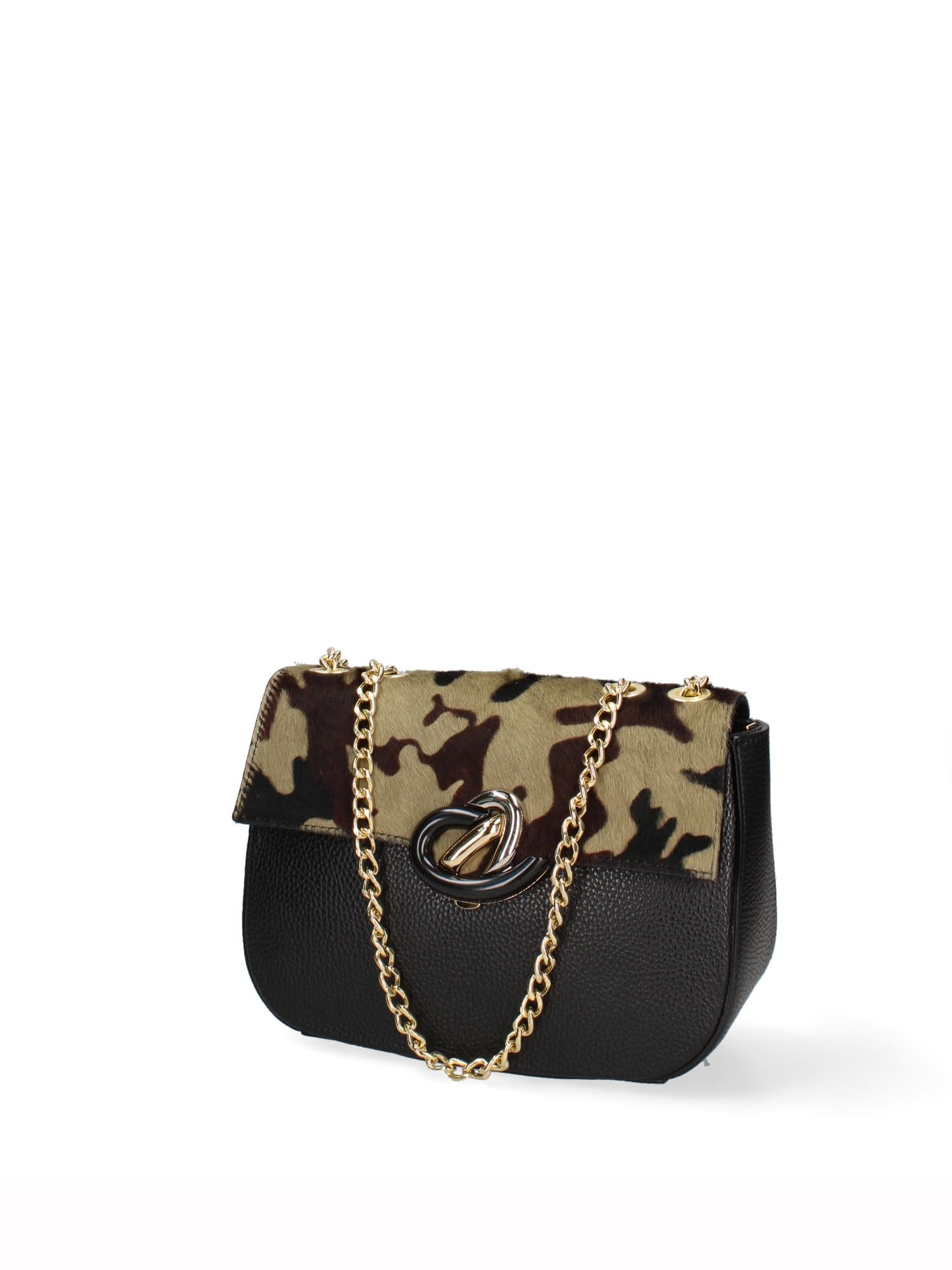 Gave Lux Bolso de hombro para mujer auténtica piel dólar y caballo. Producto artesanal. Made in Italy GLX2256009423FBG Verde oscuro 27x19x10 cm