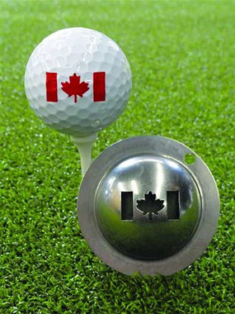 Joayuezo Ball Marker DIY Stainless Steel Golf Balls Marker Stencil Personalized Golf Ball Liner Golf Ball Drawing Alignment Stencils Marking Tool (Canadian flag)