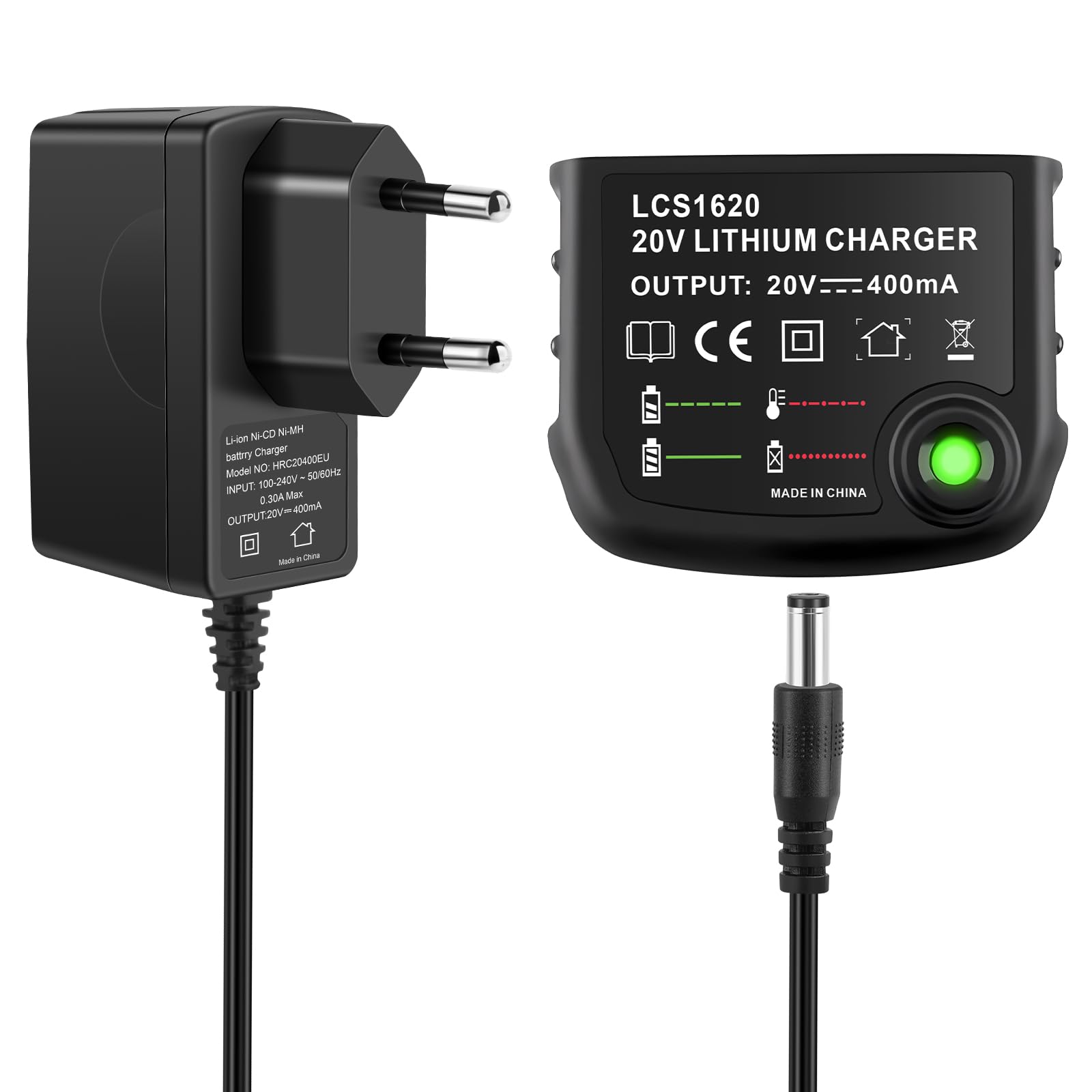 18V/20V LCS1620 charger for Black & Decker, ASUNCELL battery charger for Black & Decker BL2018 BL2018-XJ BL1518 LBXR20-OPE LBXR20 LB20 LBX20 LBX4020 LB2X4020 LBXR2020-OPE BL1514 LBXR16