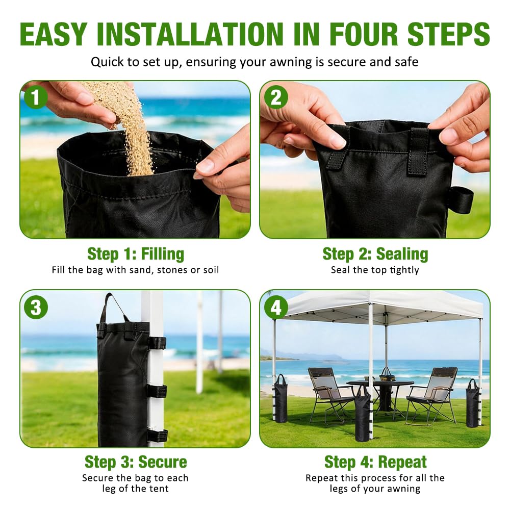 Set di 8 zavorre per gazebo, pesi per gambe da 40 kg, tessuto Oxford 800D rinforzato, per tende da sole, gazebo e altri tipi di gazebo. | Leroy Merlin