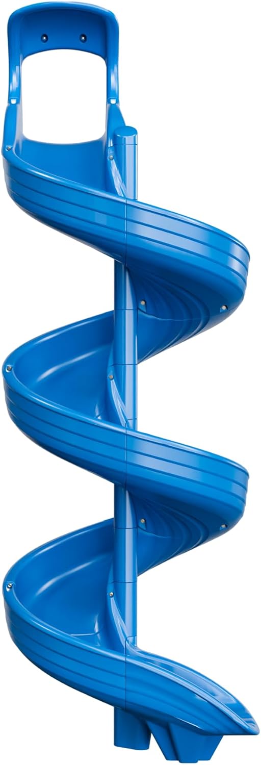 Beuta Playground Slide for Kids - Big Spiral Outdoor Slide Attachment for Treehouse or Deck - Plastic Playset Slide for Playground or Backyard with Open Twisty Design - Exit Left - 7 ft - Gray