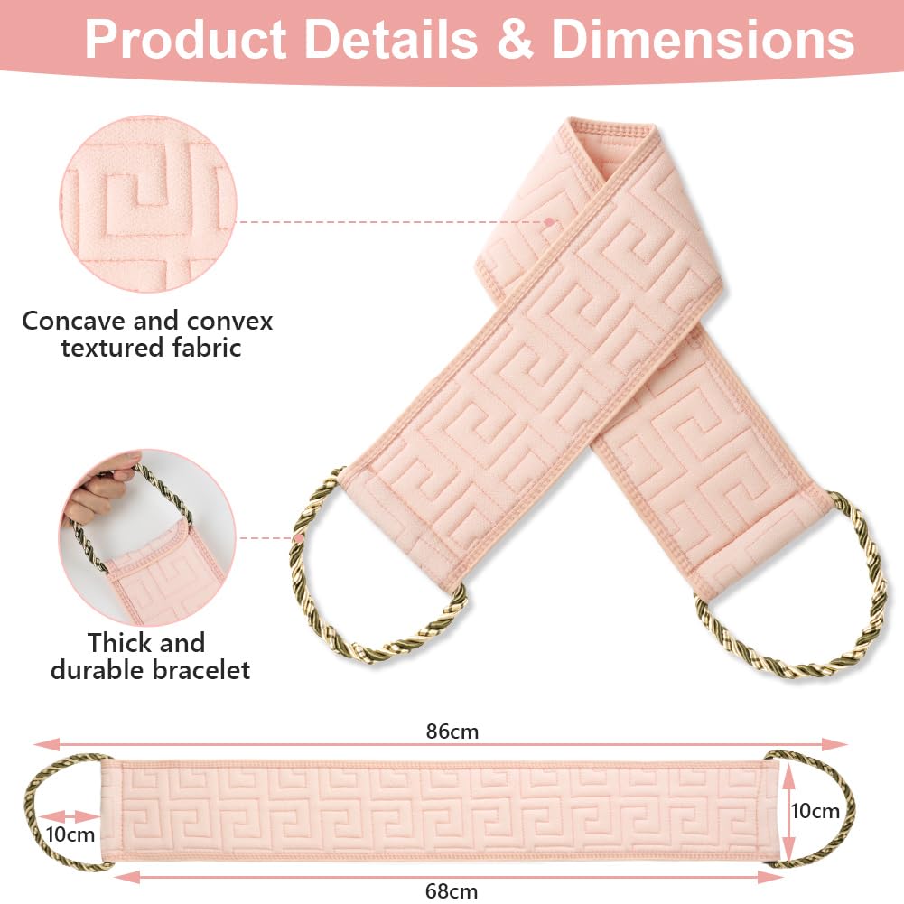 Exfoliating Back Scrubber for Shower 34 Inches Back Scrubber with Handles, Double Sided Body Exfoliator Bath Tool - Image 2