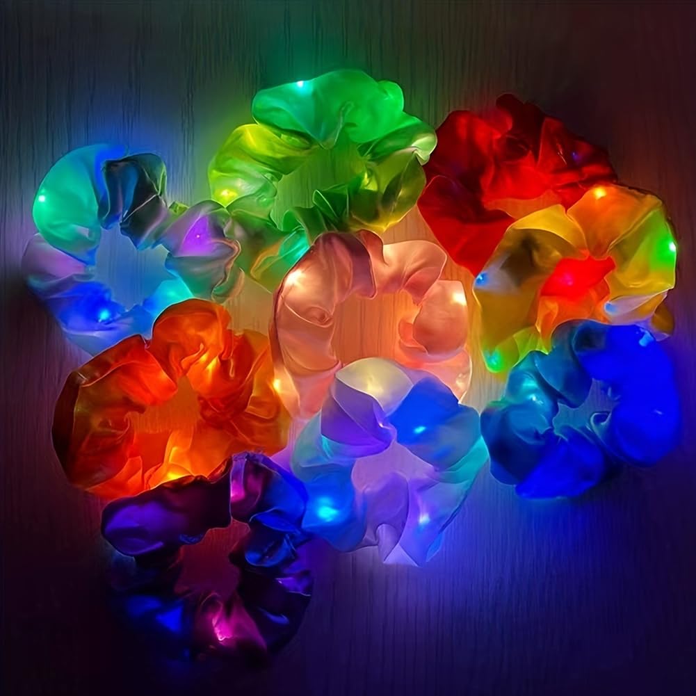 NHBETYS 8 Pcs LED Hair Scrunchies, LED Light up Elastic Scrunchies