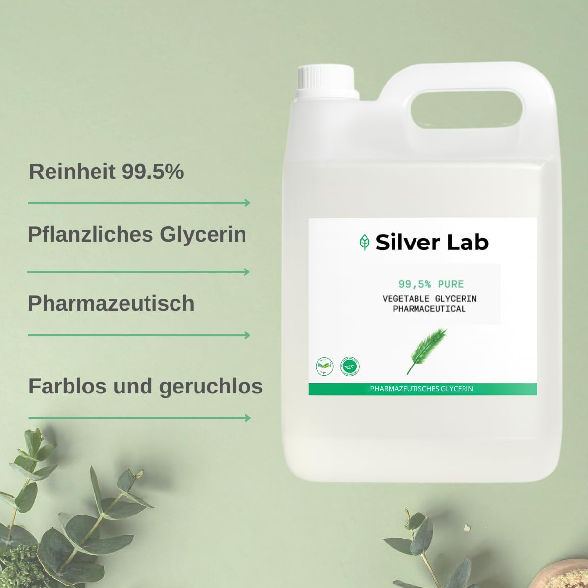 Glycerin 99,5% – Pharma Qualität, rein pflanzlich & vegan – transparent & geruchlos – 5 Liter Kanister – ideal für Kosmetik, Seifenherstellung & Hautpflege