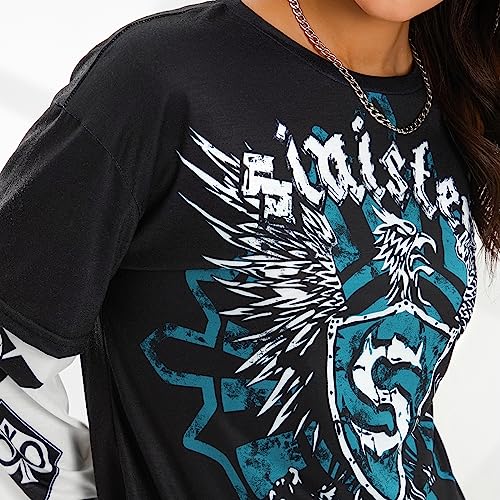 Image of Grunge Clothes for Women Y2K Tops Long Sleeve Fairy Grunge Aesthetic Shirts Teen Girls Vintage Graphic Tees Fall