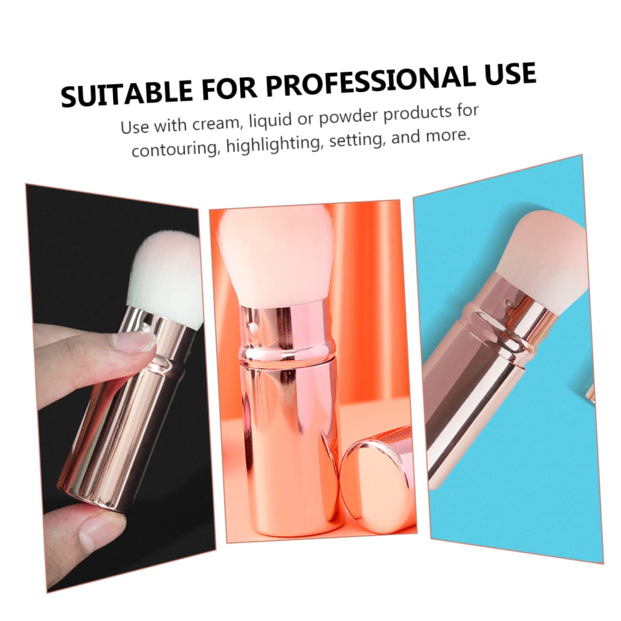 FOYTOKI Retractable Blush Brush Face Makeup Brushes Fluffy Nylon Wool Cosmetics Powder