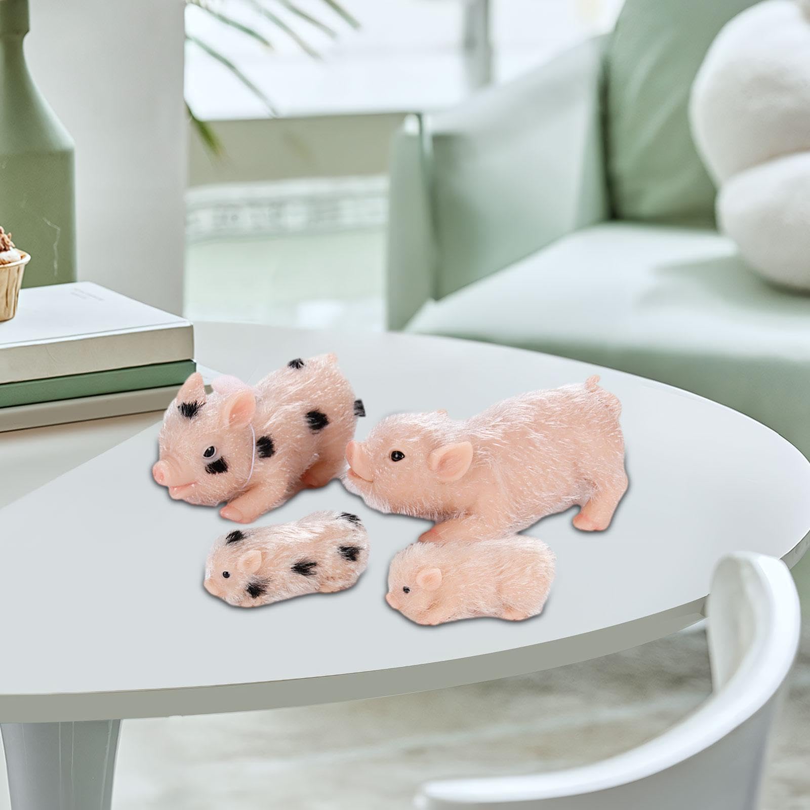Juego de Juguetes de Cerdo de Silicona para Granja, Accesorios Fotográficos únicos, Muñeco de Cerdo, Muñeco de Cerdito Bebé para Niño, 4 Piezas