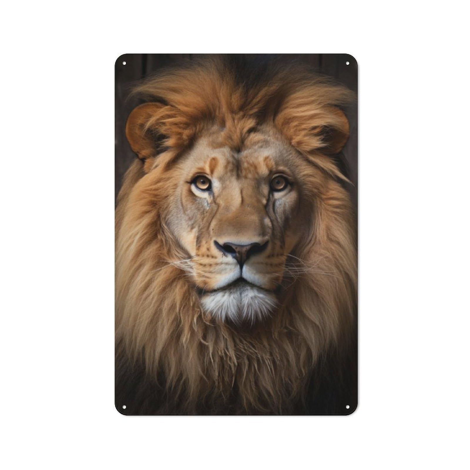 Junmoney Elegant Lion Portrait Vintage Tin Sign 30X20cm For Lounge Or Reading Corner, For Home Interiors, Feature Walls And Decorative Displays