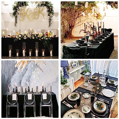 Image of 4 Pack Rectangle Tablecloth for 6 Foot Tables Washable Polyester Table Cover for Wedding Dining Table Parties Banquet(70x120 Black)
