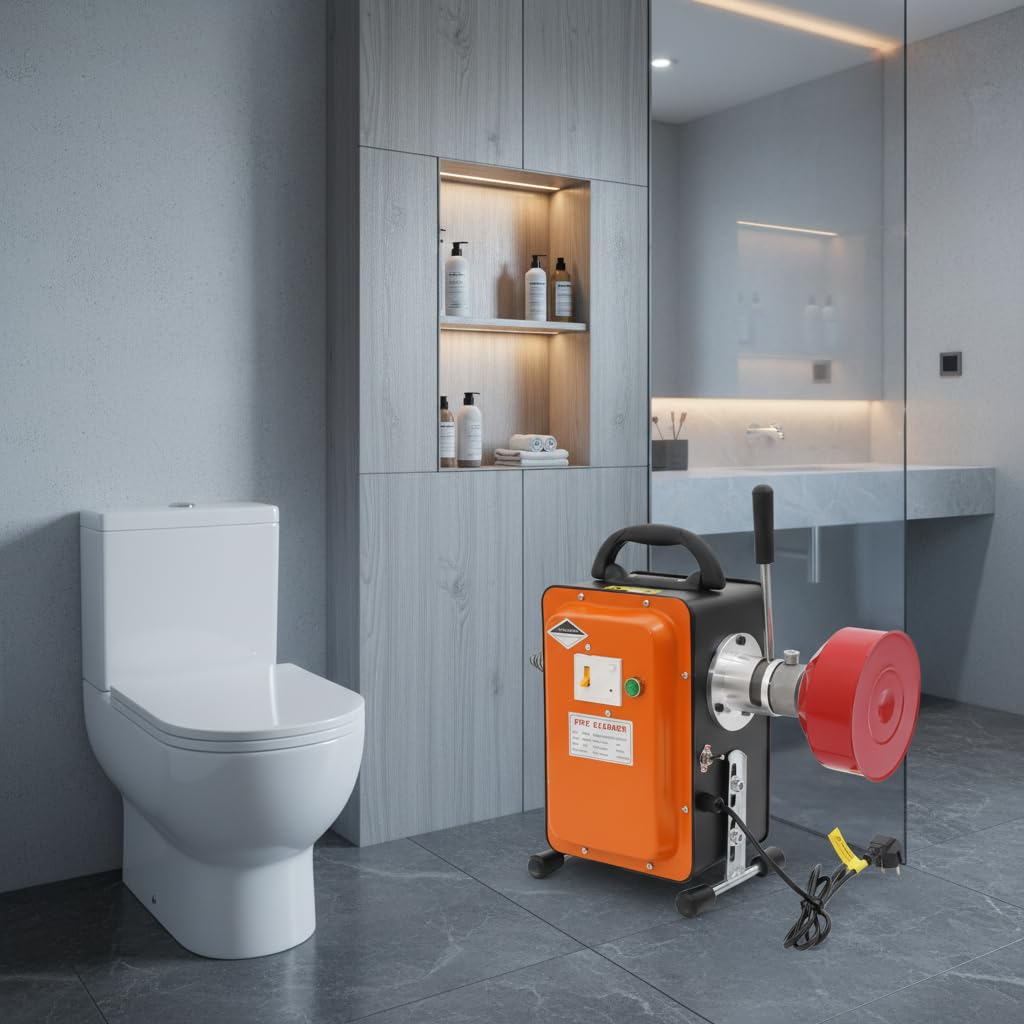 Rohrreinigungsmaschine 750W | 20 m Spirale | für Küche & Bad | Elektrischer Rohrreiniger | 400 U/min | Schutzschalter | Inklusive Walze für Wasch- und Spülbecken