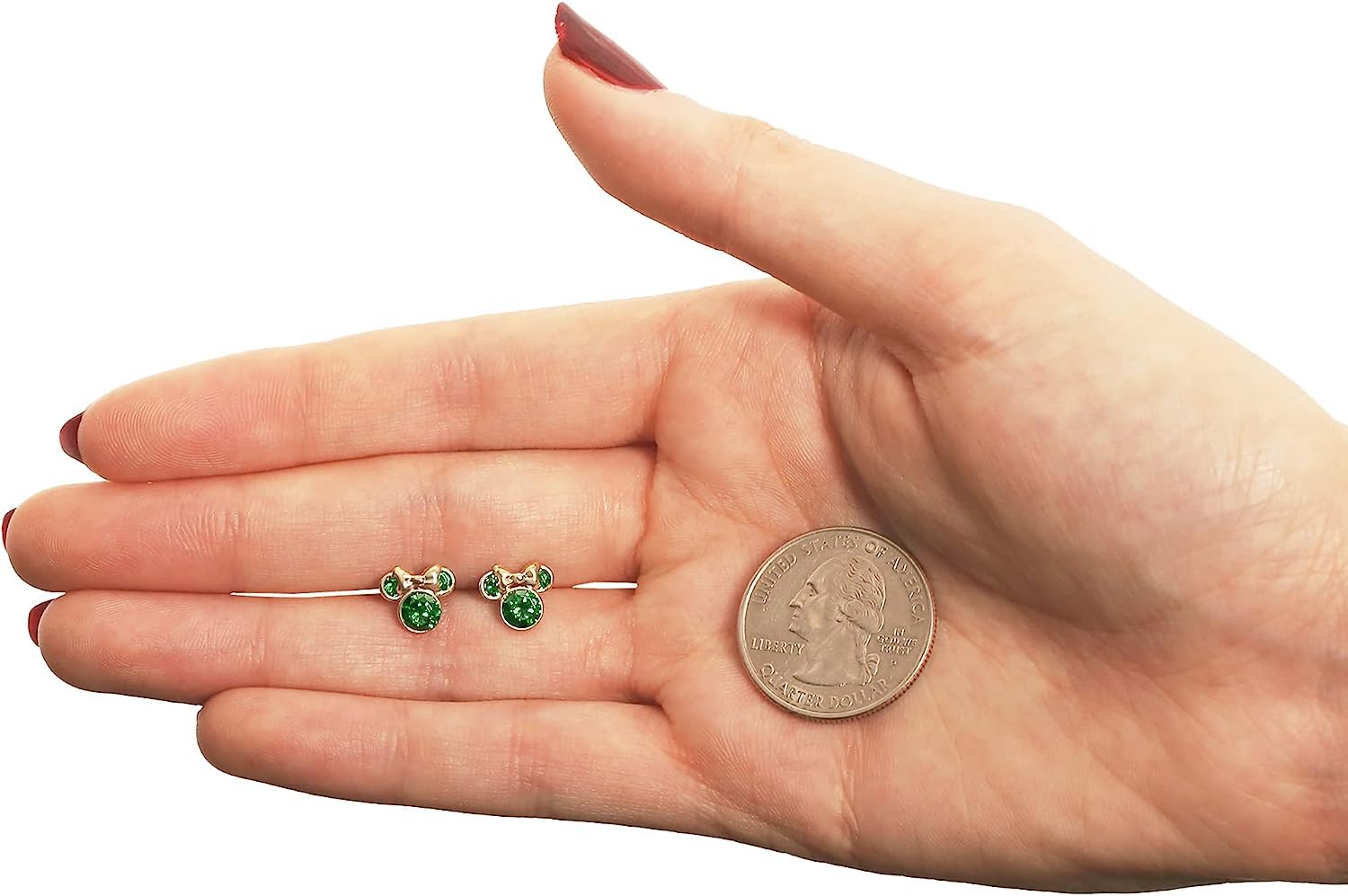 Disney Minnie Mouse Ohrringe mit 9 karät Gelbgold für Mädchen, verziert mit Zirkonia Geburtsstein