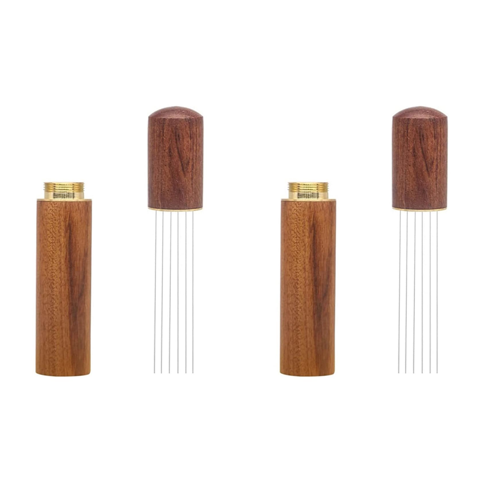 Hndhbfgrt 2X Espresso Coffee Stirrer Espresso Distribution Tool Portable Espresso Distribution Tools,6 Needles Rosewood Color