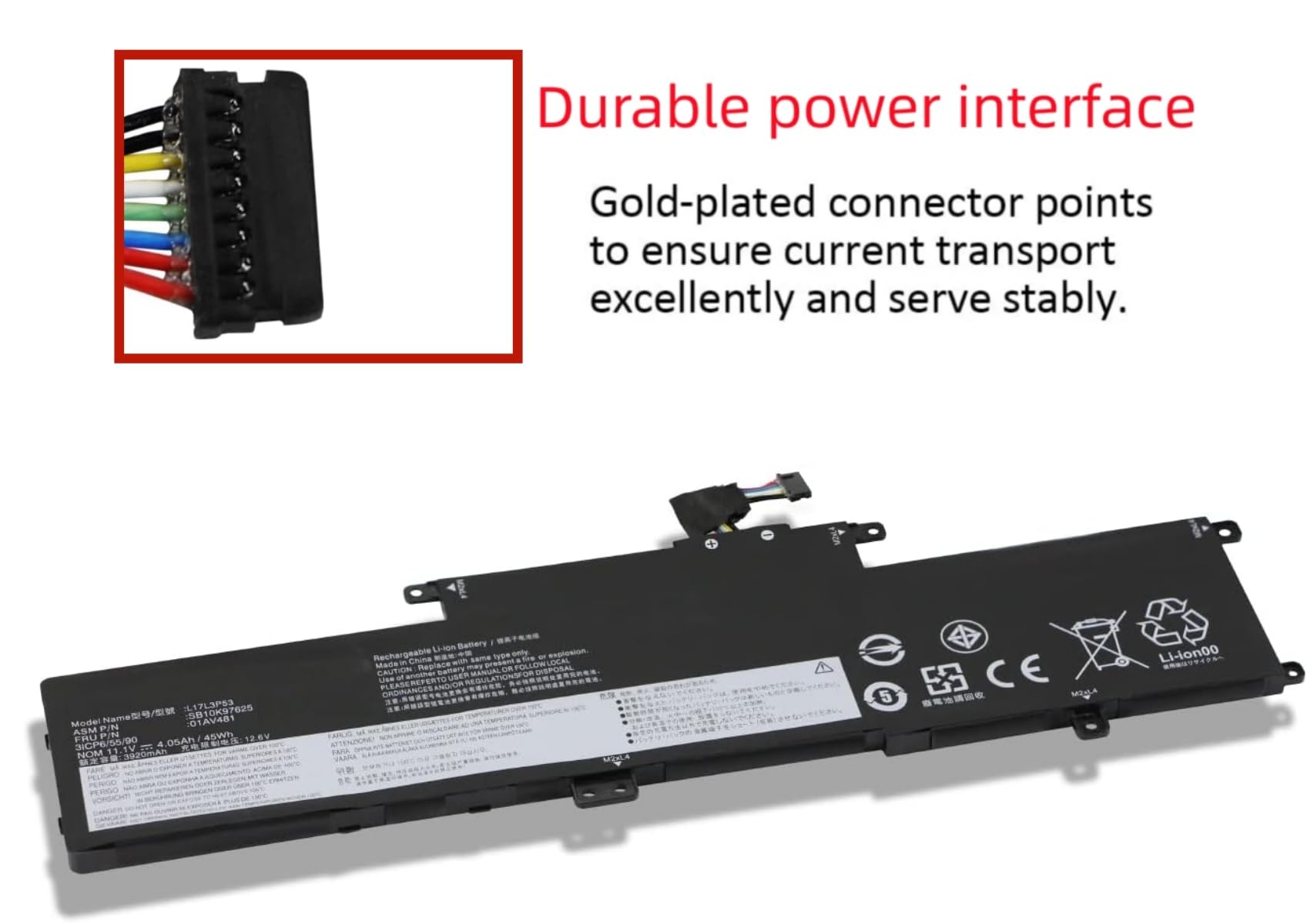 Batteria L17C3P53/L17L3P53 Per Lenovo ThinkPad L380/L390 Yoga – 11.1V 45Wh, Compatibile Con 01AV481/482/483 E SB10K97625/626/627 - 2