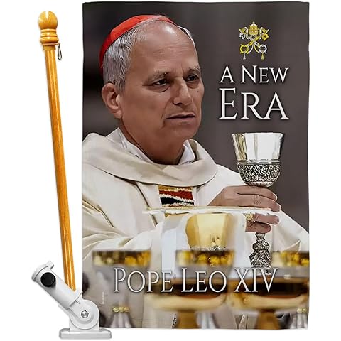 Flag Pole Set Wall Hanging Decor Tapestry Religious Memorabilia Vatican Canvas Habe...