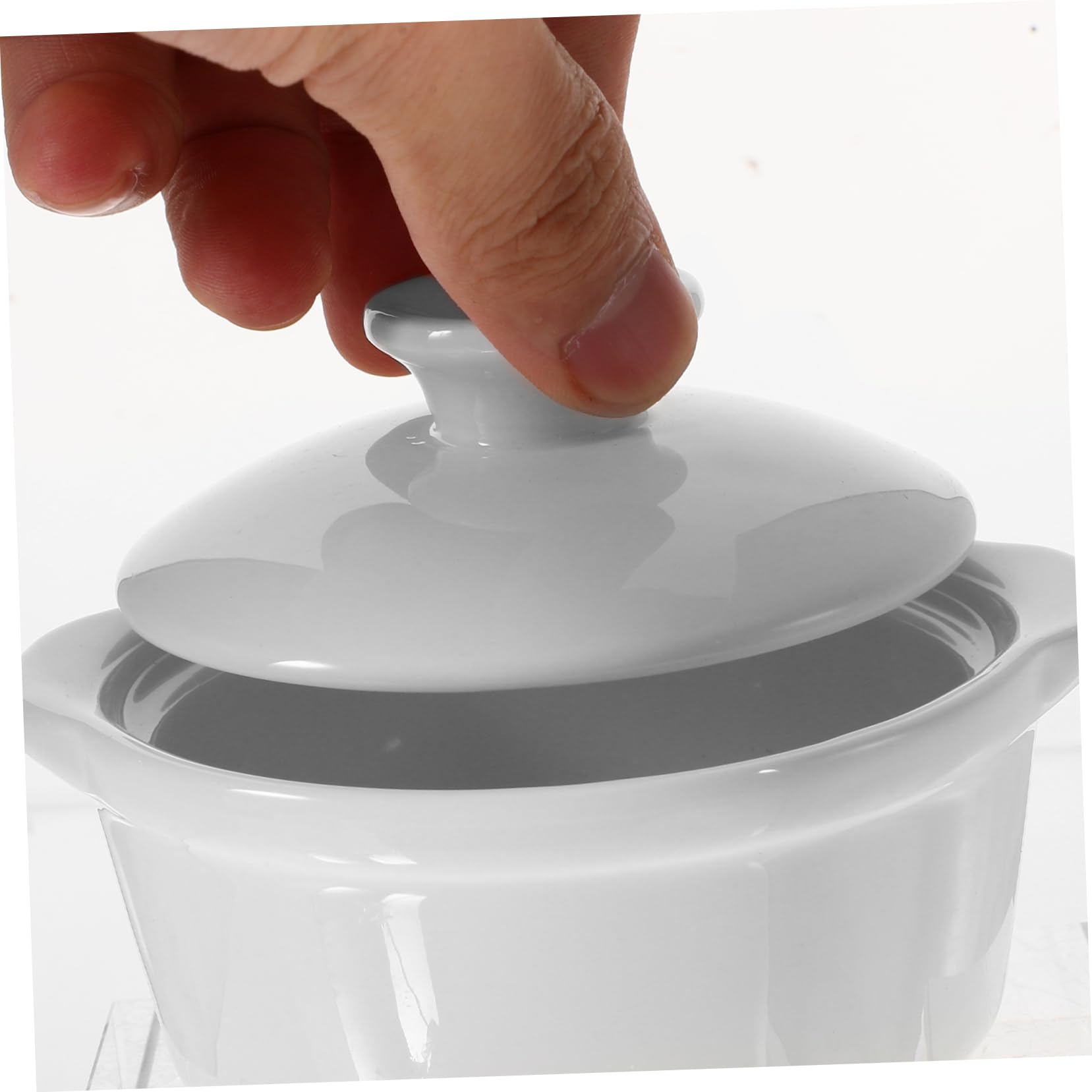 Ciotola per Zuppa in Ceramica con Coperchio e Manici Doppio, Contenitore per Alimenti Resistente con Bordi Lisci, per Ristoranti, Feste e Uso Domestico