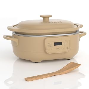 MAGNIFIQUE 4 Quart Programmable Casserole Slow Cooker 8-in-1 Multi Cooker with Removable Non-Toxic Stoneware Crock Claypot Slow Cooker