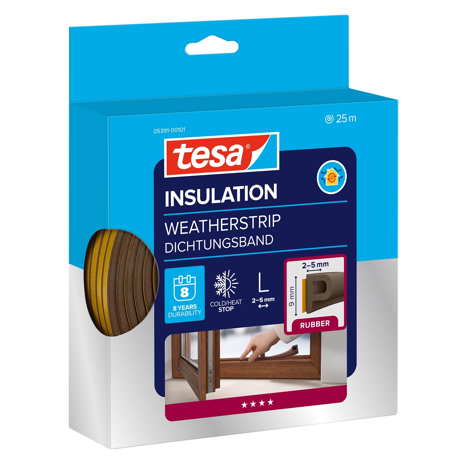 tesa 05391-00101-02 tesamoll Draught excluder Brown 25m x 9mm Adhe...