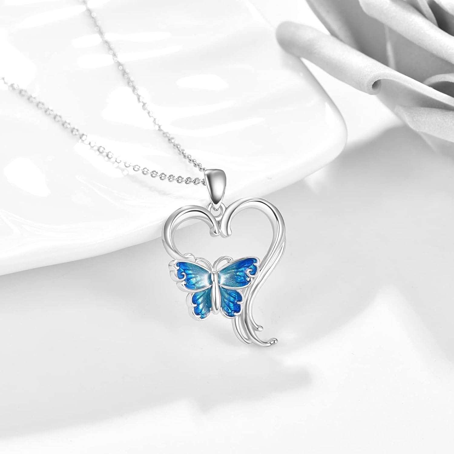 Butterfly Necklace 925 Sterling Silver Butterflies Pendant Necklace Animal Jewelry Gifts for Women - Image 4