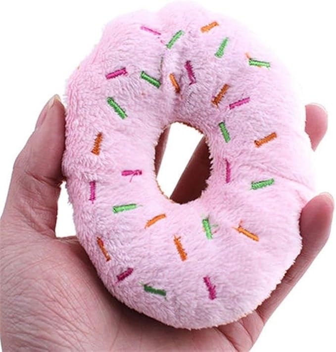 Juguete mordible para perro donut rosa con sonido miniatura 4