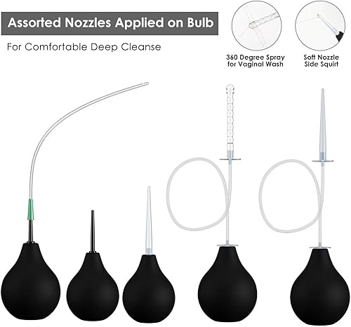 Miniatura 9 de Kit de 9 bombillas de enema para hombres y mujeres, manguera de silicona de 19 pulgadas, boquilla de enema, tubo de colon, ducha vaginal anal, bomba