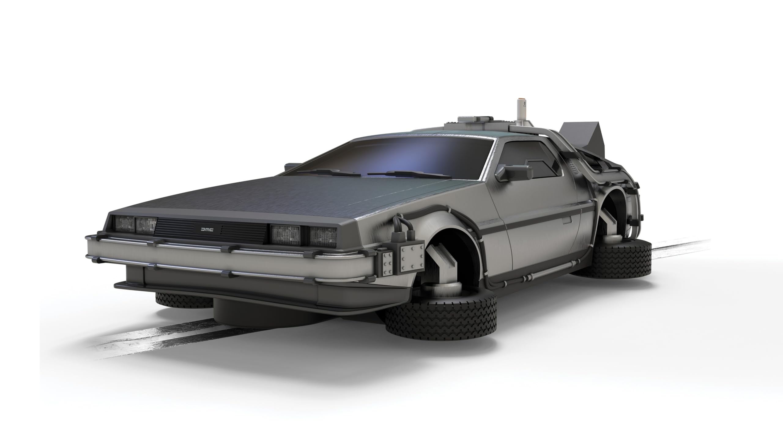 Scalextric C4541 Back To The Future 2 - Flying Time Machine Cars - Street & Rally for ages + 3 Years Slot Car film and TV racing car, Silver