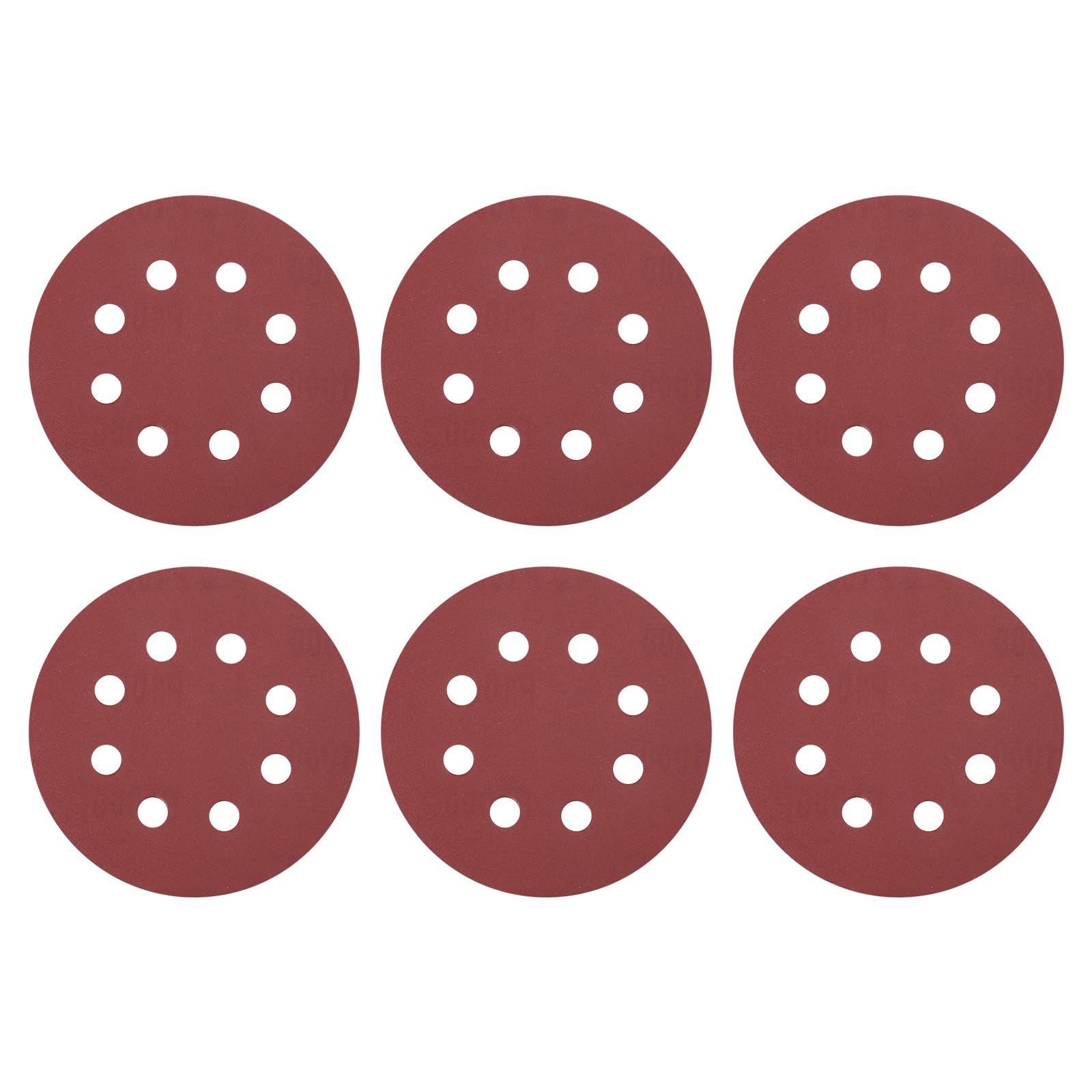 sourcing map 20 Pcs 125mm (5 Inch) Sanding Discs, 1000 Grit Hook and Loop Sandpaper, 8-Hole Aluminum Oxide Orbital Sander Sandpaper for Woodworking Automotive Metal Polishing, Red