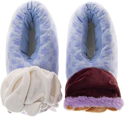 Miniatura 4 de Disney Frozen Elsa and Anna - Pantuflas de felpa para niñas, antideslizantes, cómodas, esponjosas, ligeras, cálidas, suaves, para interiores y niñas