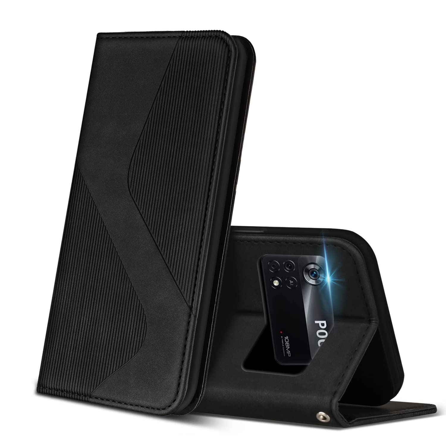 GLANDOTU Cover Portafoglio In Pelle Per Xiaomi Poco X4 Pro 5G - Custodia A Libro Con Supporto, Slot Carte E Chiusura Magnetica, Design Gufo - 4