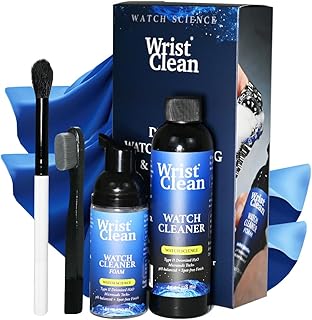WRISTCLEAN Kit de nettoyage de luxe pour montres | Mousse nettoyante de 50 ml et recharge de 113,4 g | Comprend 2 grands chiffons de nettoyage pour montres et bijoux, 1 chiffon de nettoyage doux pour