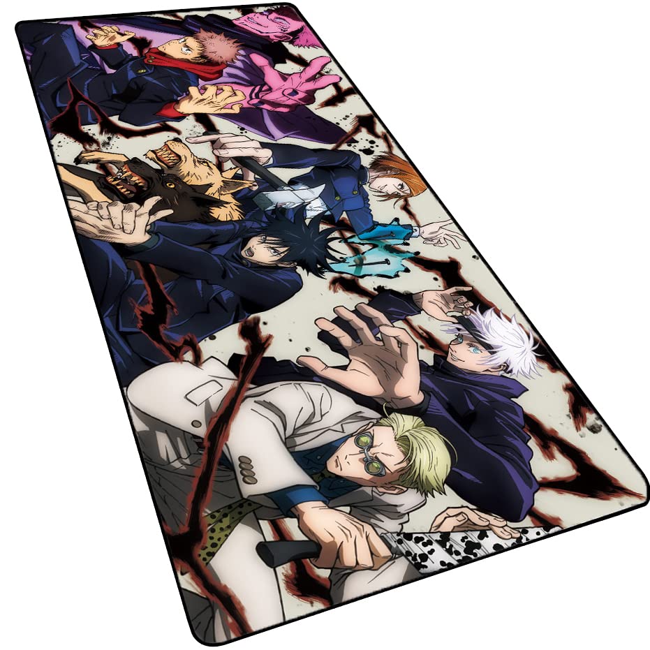 Jujutsu Kaisen Extended XXL Gaming Mouse Pad (35.4x15.7 INCH), Large Anime Mousepad,Non-Slip Rubber Base Waterproof Desktop Accessories Keyboard Mouse Mat Desk Pads for Work, Game, Office Players