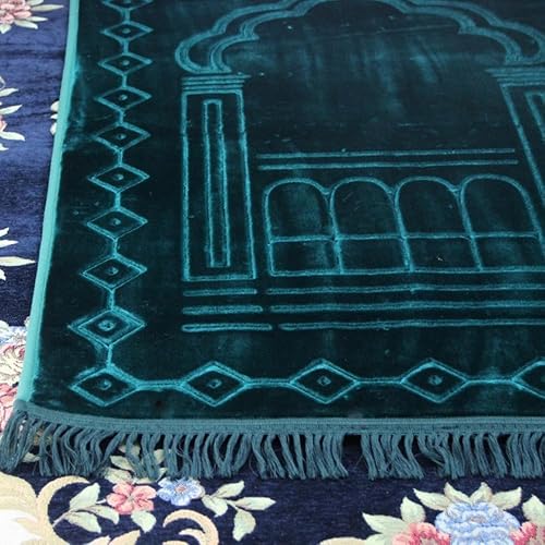 Miniatura 4 de Alfombra de oración musulmana de franela gruesa en relieve, alfombra de oración turca, alfombra de oración islámica, cuentas de rosario para hombres