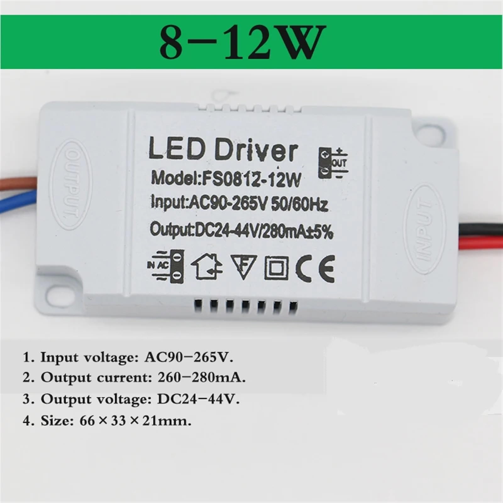 Fuente de alimentación LED, adaptador de controlador 1W-24W 240-280mA con enchufe SM, iluminación de 90-265V CA para panel luminoso LED, 1 unidad (4-7W)