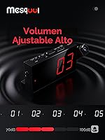 Vista 5 de Mesqool Reloj despertador de proyección, reloj digital con proyector giratorio de 180°, atenuador de brillo de 5 niveles, pantalla LED transparente