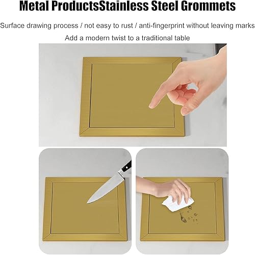 Miniatura 4 de MAHWER Tapa cuadrada de acero inoxidable 304 con tapa de solapa con ojales de basura integrados, tapa de cubo de basura con ojales de basura (color