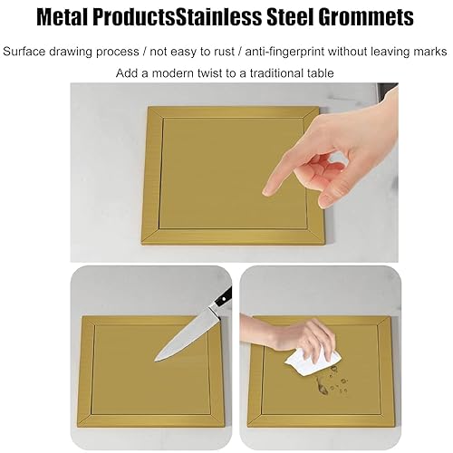 Miniatura 4 de MAHWER Tapa cuadrada de acero inoxidable 304 con tapa de solapa con ojales de basura integrados, tapa de cubo de basura con ojales de basura (color