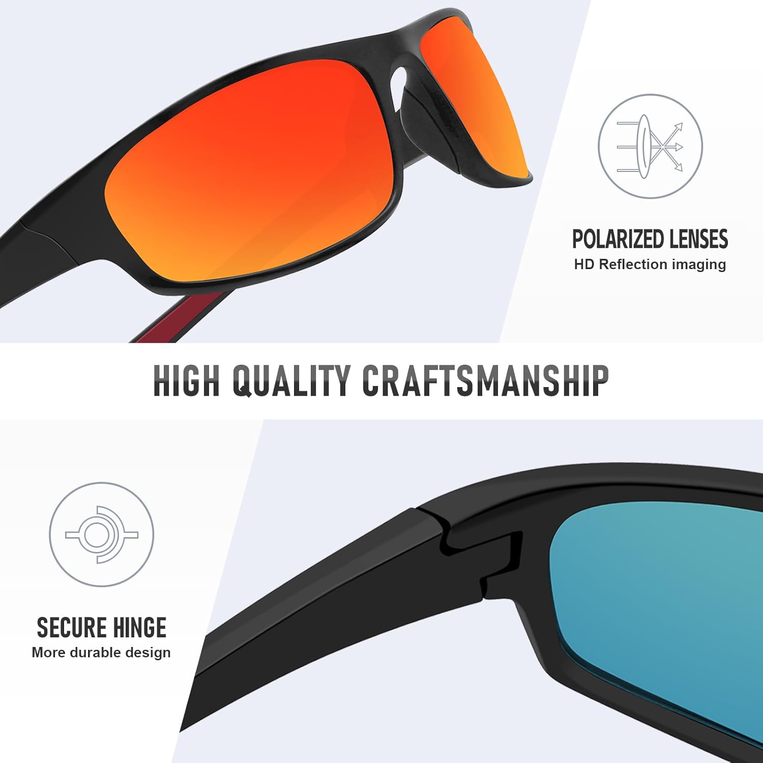 Sports Polarized Sunglasses for Men Women Wrap Around Sun Glasses Fishing Cycling Driving Running UV Protection - Image 4
