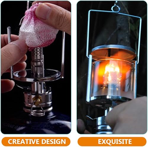 Miniatura 6 de EXCEART 12 piezas de doble cabezal de gas Mantos ligeros de propano para acampar al aire libre, pantalla de lámpara de queroseno reemplazable, sin