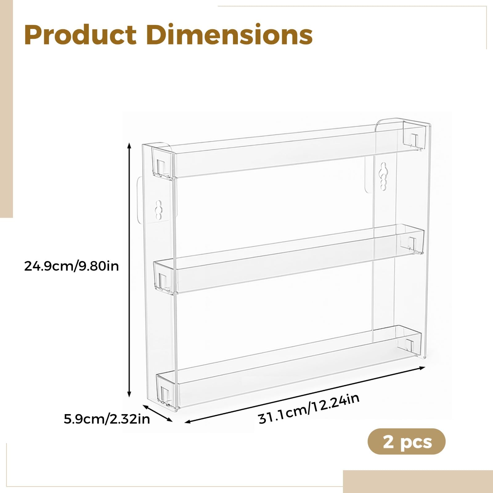 Generisch 2 Stk. Nagellack-Organizer aus klarem Acryl, 3 Ebenen, wandmontiertes Displayregal mit großem Fassungsvermögen, platzsparender Make-up-Halter für Nagellacke und ätherische Öle