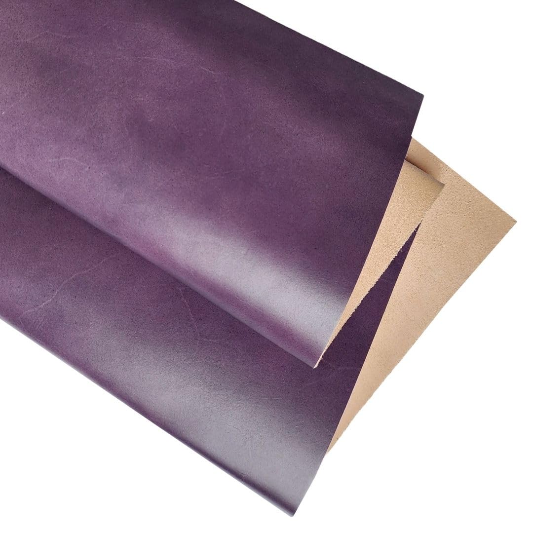 Real Leather Sheets | Full Grain Tooling Leather | 1.3-1.5mm Thick | Cowhide Leather Sheet for Leathercrafts, Repairing and Home Decor by Kozmo (Plum Oil-Tanned, 6" X 12") โ image 1
